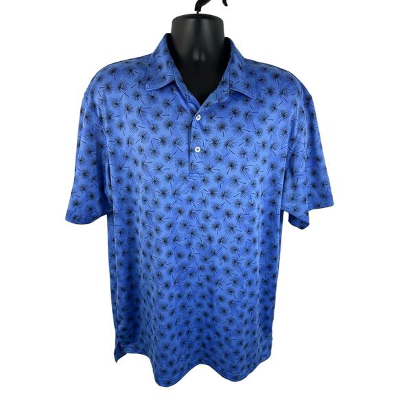 Dunning Boswell Jersey Performance Polo Surf Blue All Over Floral Print Size XL - Picture 1 of 11